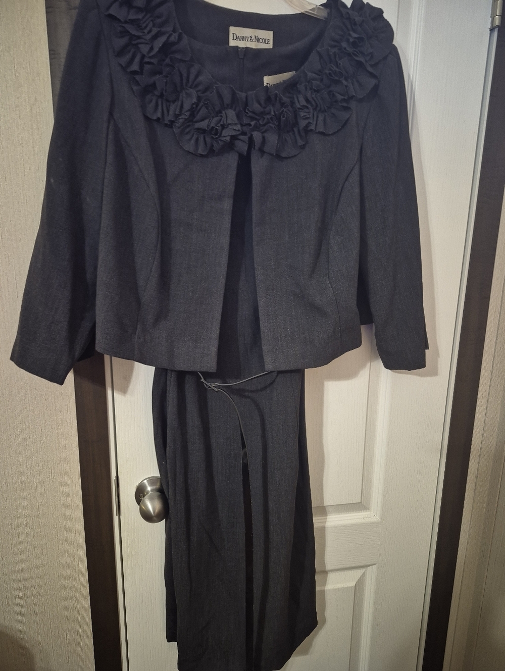 Danny & Nicole Charcoal Ruffle Collar Jacket